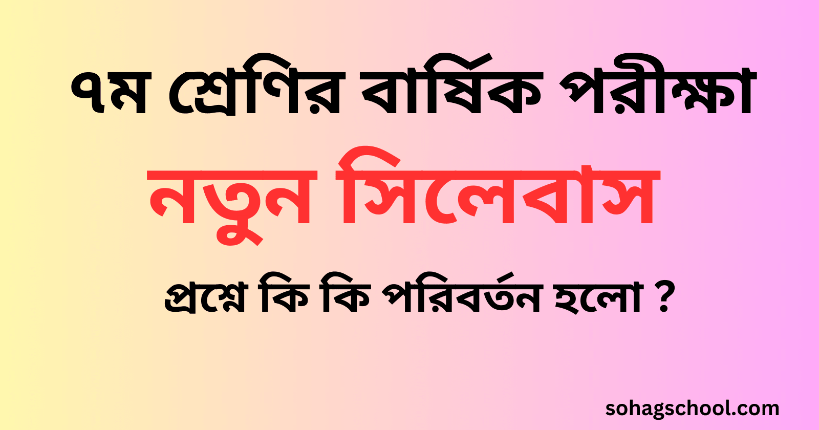 ৭ম শ্রেণির বার্ষিক পরীক্ষার সিলেবাস ২০২৪