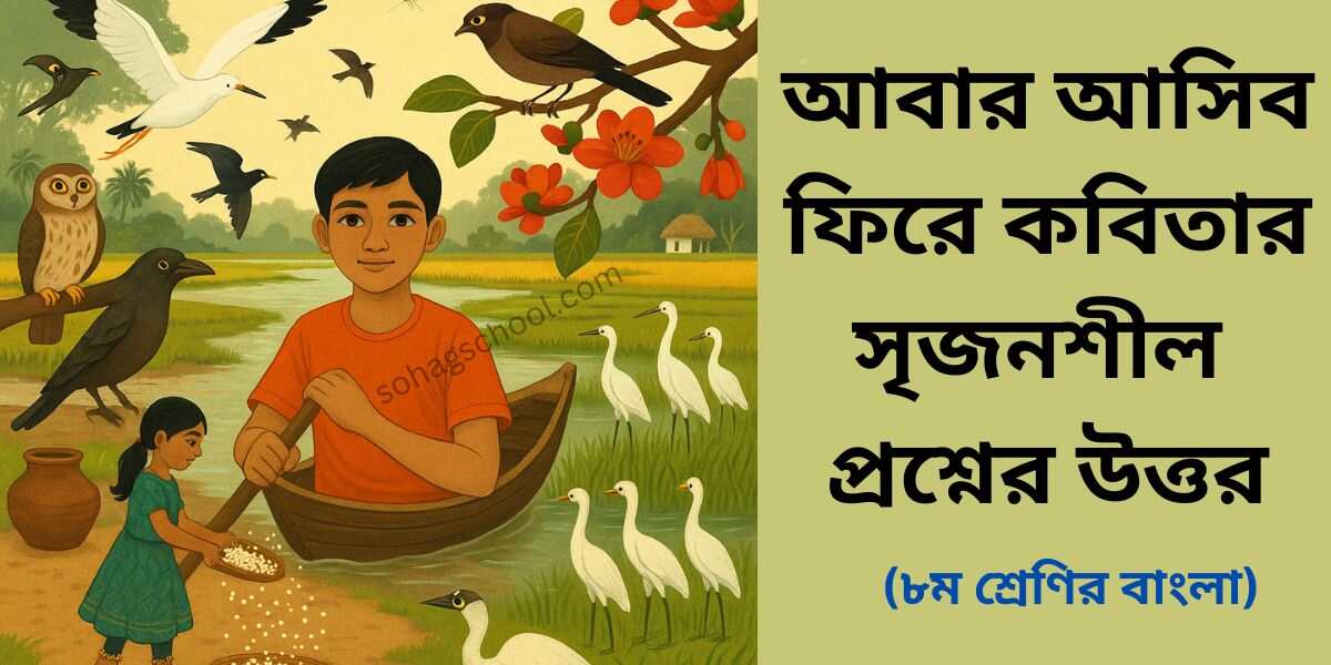 আবার আসিব ফিরে কবিতার সৃজনশীল প্রশ্ন উত্তর
