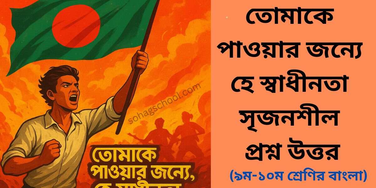 তোমাকে পাওয়ার জন্যে হে স্বাধীনতা কবিতার সৃজনশীল প্রশ্ন ও উত্তর