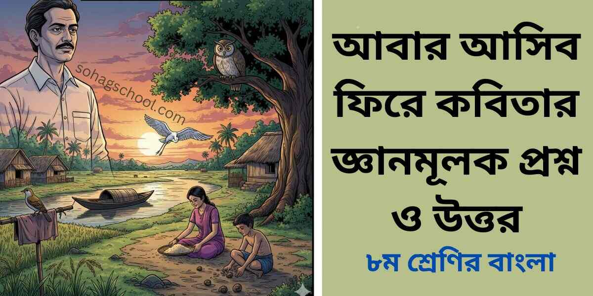 আবার আসিব ফিরে কবিতার জ্ঞানমূলক প্রশ্ন ও উত্তর