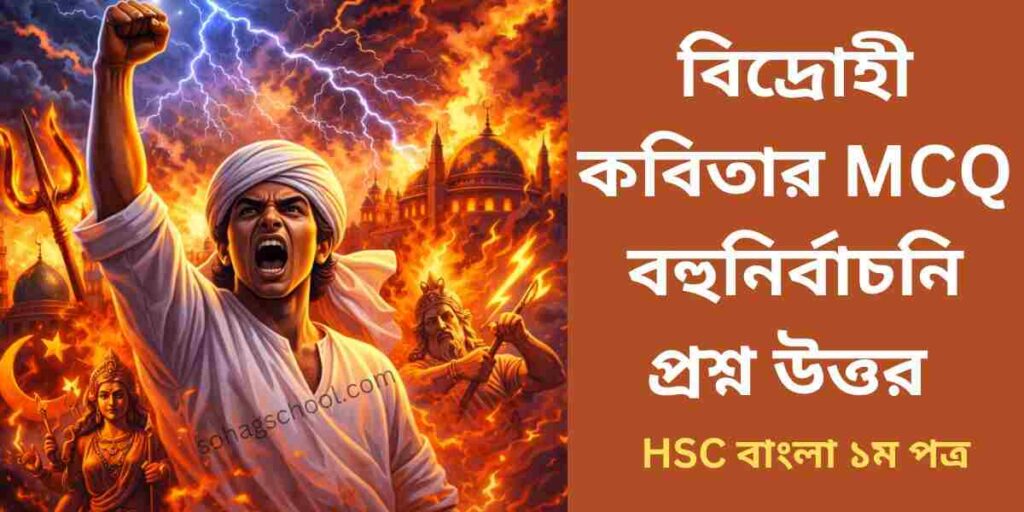 বিদ্রোহী কবিতার MCQ | বহুনির্বাচনি প্রশ্ন উত্তর